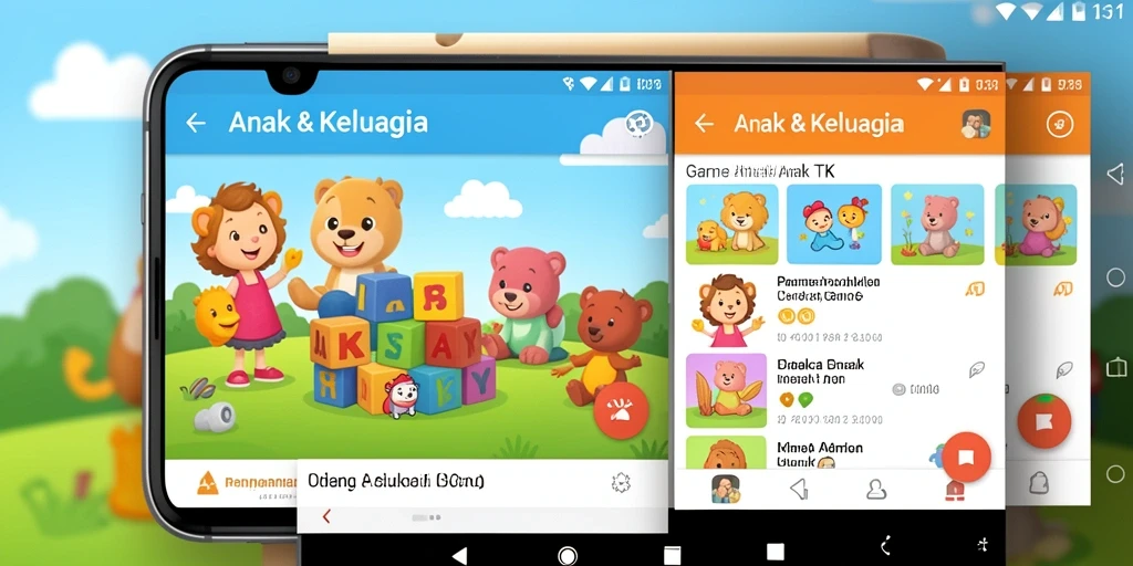Tampilan antarmuka aplikasi AW8 yang cerah dan menyenangkan untuk anak-anak.