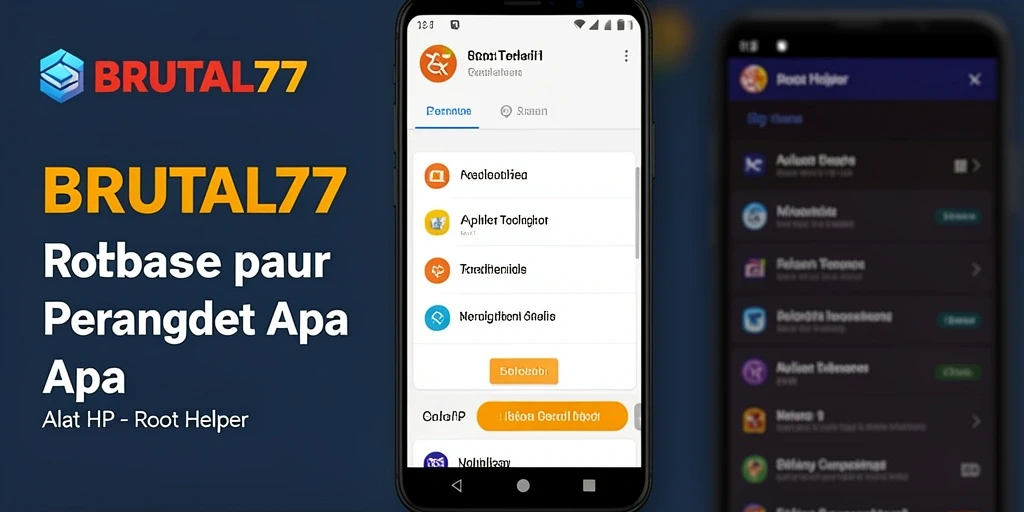 Antarmuka aplikasi BRUTAL77 yang sederhana dan efektif untuk Root Helper.