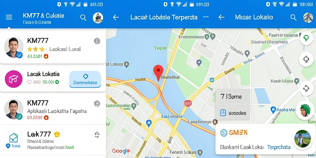 Antarmuka KM777 menampilkan peta interaktif dan fungsi pelacakan lokasi yang jelas.