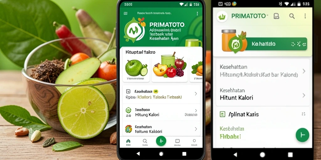 Antarmuka aplikasi PRIMATOTO menunjukkan fungsi Hitung Kalori yang mudah digunakan.