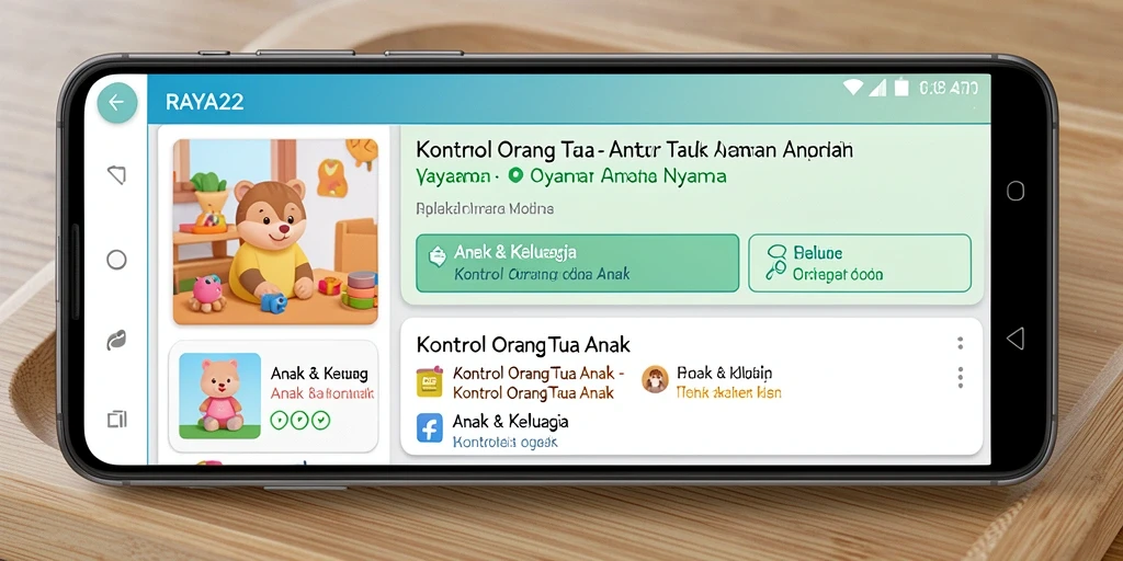 Antarmuka pengguna RAYA22 yang ramah anak dan intuitif.