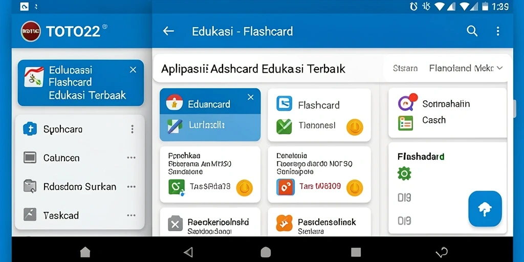 Antarmuka interaktif TOTO22 menampilkan fungsi Flashcard dengan jelas.